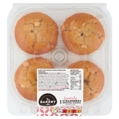 ASDA Bakery مافن الشوكولاتة البيضاء بالفراولة عبوة 4 قطع
