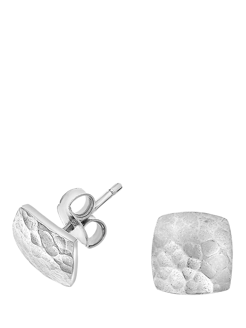 Dower & Hall sterling silver Nomad square stud earrings - British product