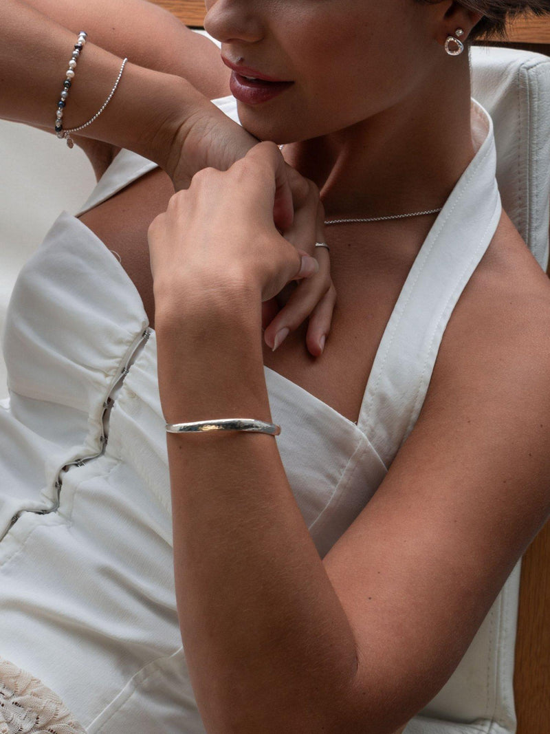 Dower & Hall sterling silver torque bangle hammered finish - British product