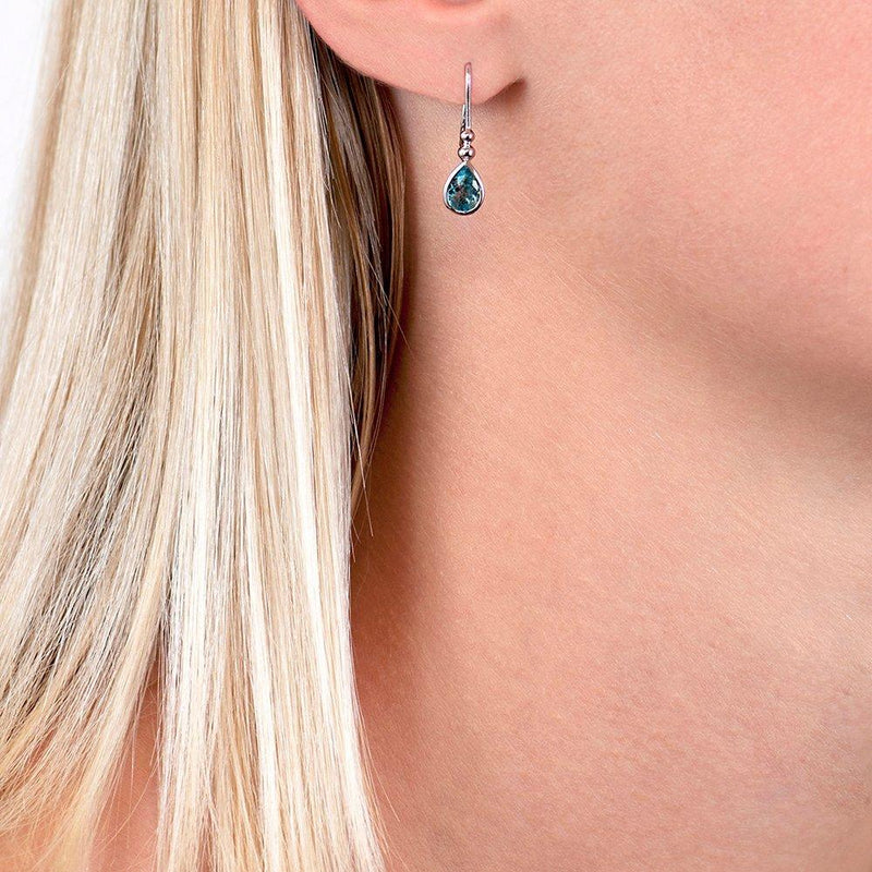 E.W Adams teardrop drop earrings blue topaz 2x0.5cm, UK version