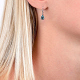E.W Adams teardrop drop earrings blue topaz 2x0.5cm, UK version