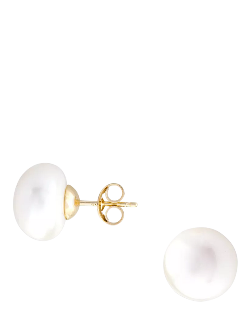 E.W Adams 9ct gold freshwater pearl bouton stud earrings, UK version