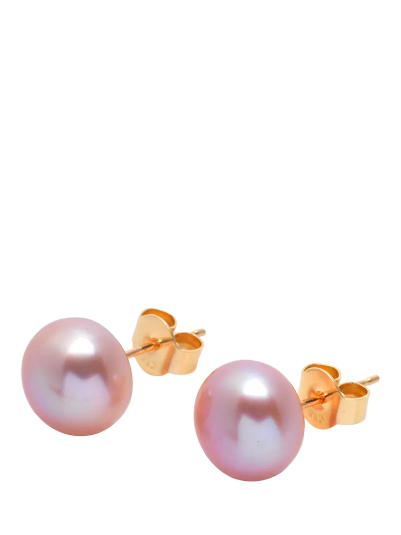E.W Adams 9ct Yellow Gold Freshwater Pearl Bouton Stud Earrings