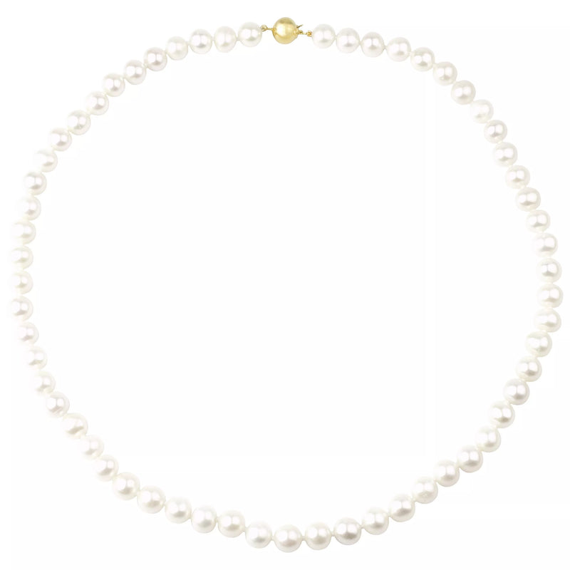 E.W Adams 9ct gold pearl necklace with coffee bean clasp, UK version