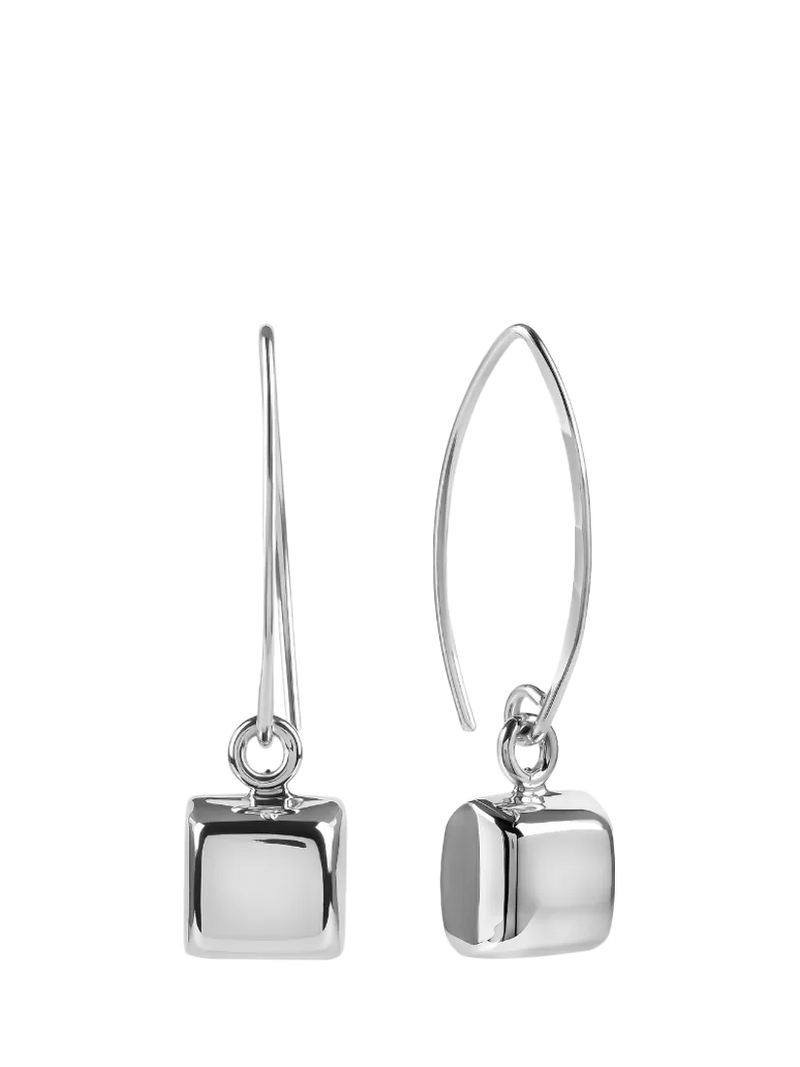 Andea silver cube drop earrings 3.8x8cm, imported from the UK