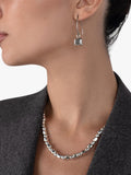Andea silver cube drop earrings 3.8x8cm, imported from the UK