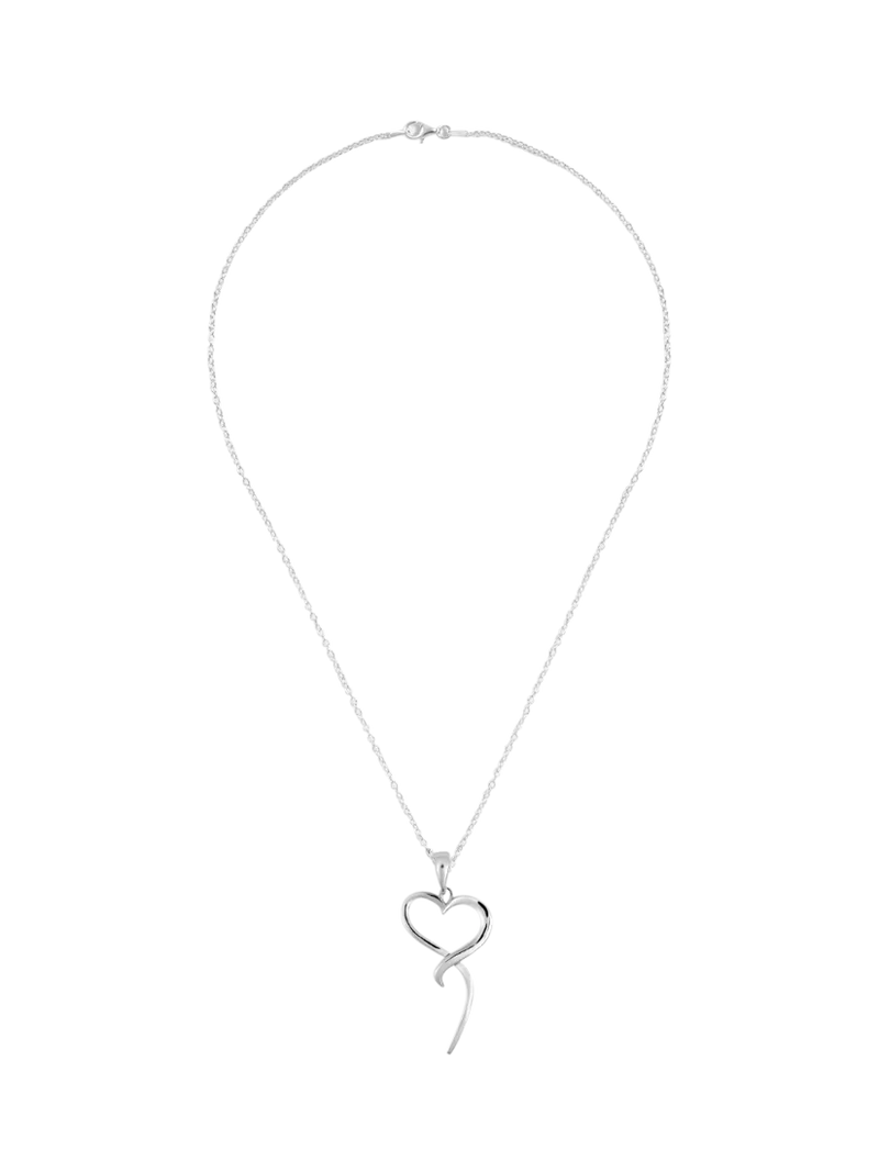 Andea open heart pendant necklace in solid sterling silver, UK version