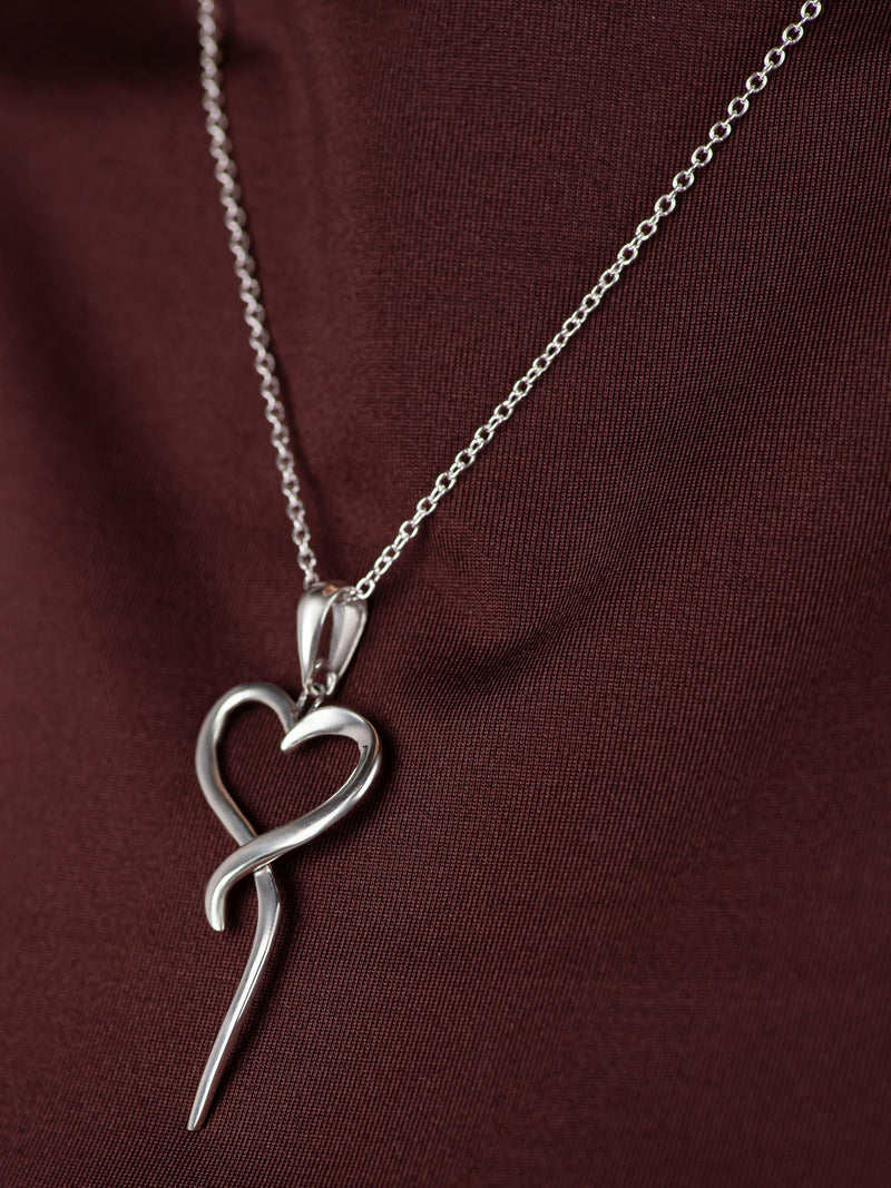 Andea open heart pendant necklace in solid sterling silver, UK version