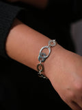 Andea silver hammered oval link bracelet 19cm, UK version