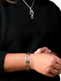 Andea silver hammered oval link bracelet 19cm, UK version