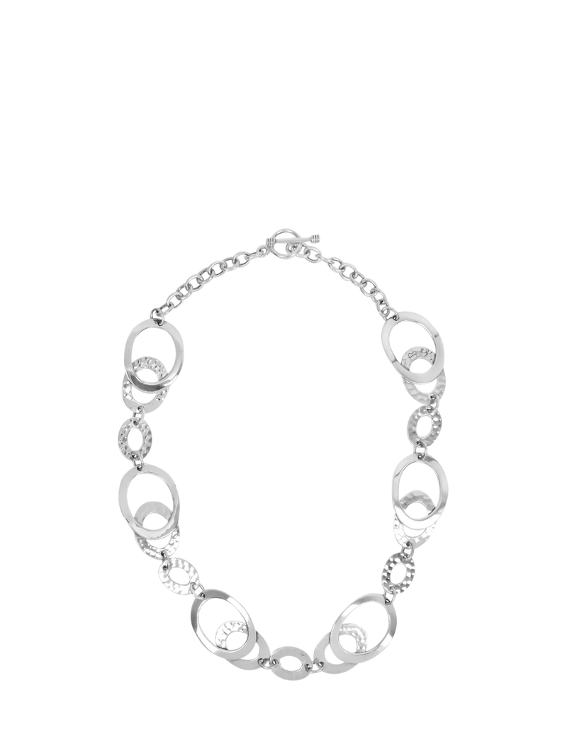 Andea silver hammered oval link necklace 45cm (British brand)