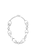 Andea silver hammered oval link necklace 45cm (British brand)