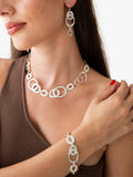 Andea silver hammered oval link necklace 45cm (British brand)