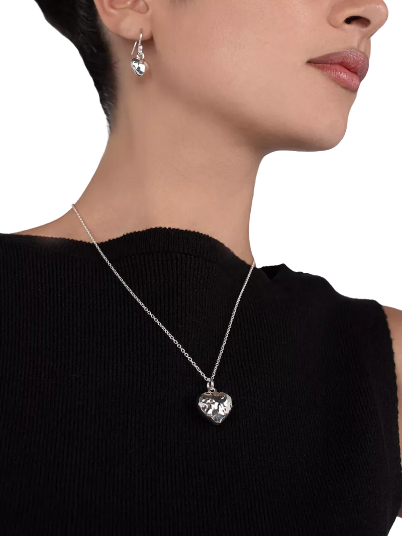 Andea pendant necklace hammered puffed heart silver - British product