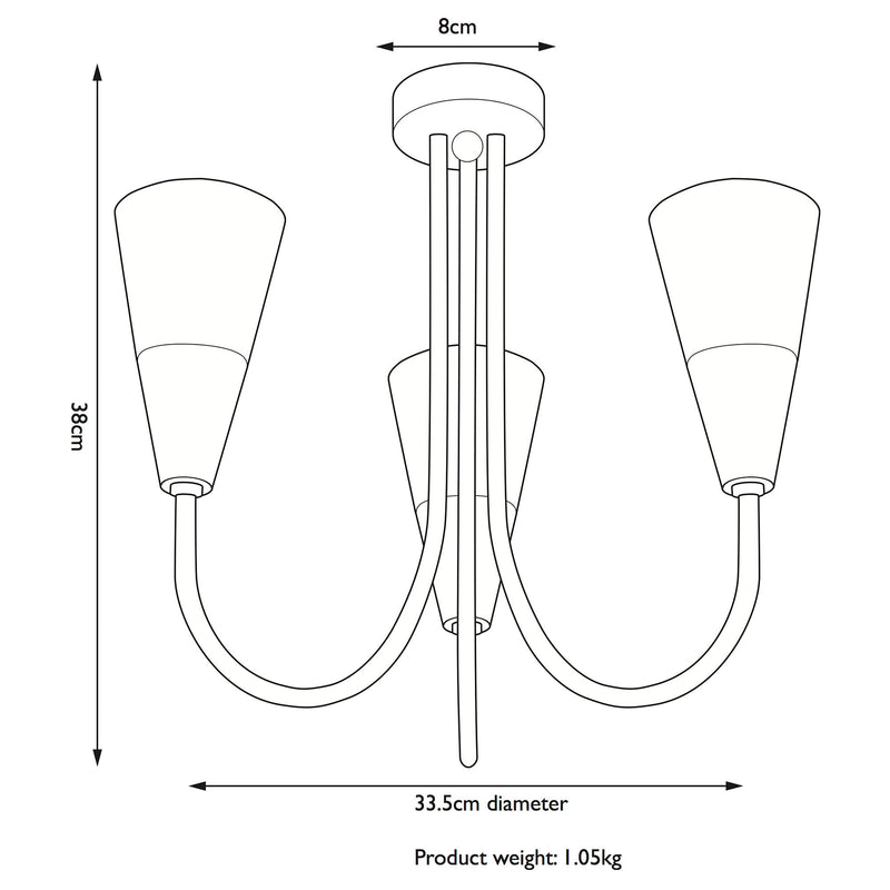 John Lewis Lulu 3 arm ceiling light - British product