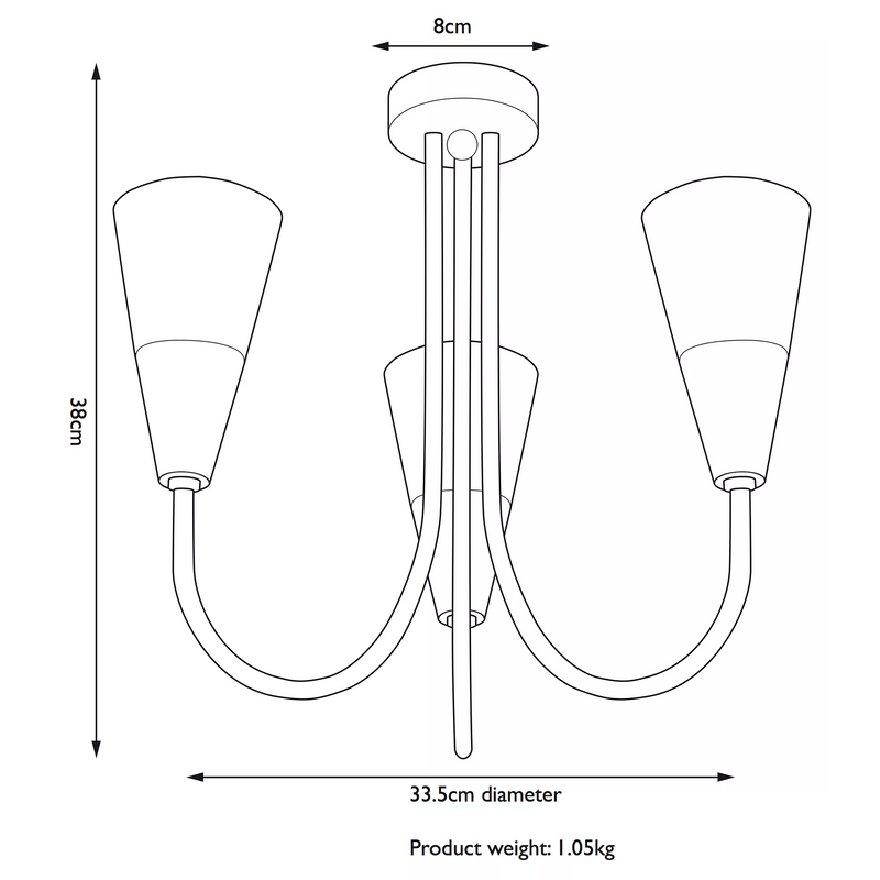 John Lewis Lulu 3 arm ceiling light - British product