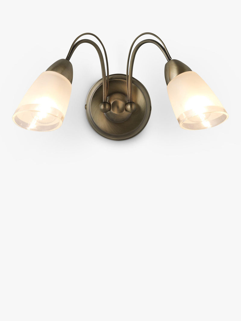 John Lewis Mizar double arm wall light antique brass, UK version