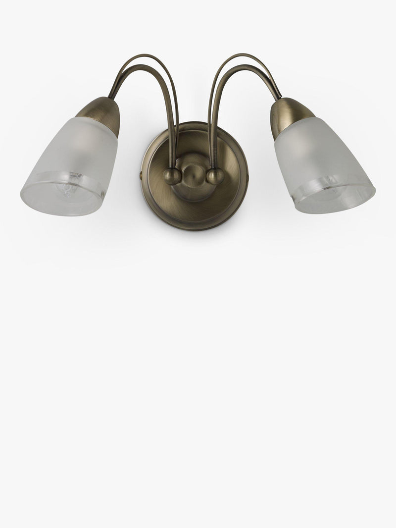 John Lewis Mizar double arm wall light antique brass, UK version