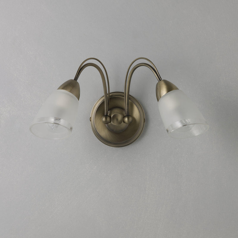 John Lewis Mizar double arm wall light antique brass, UK version