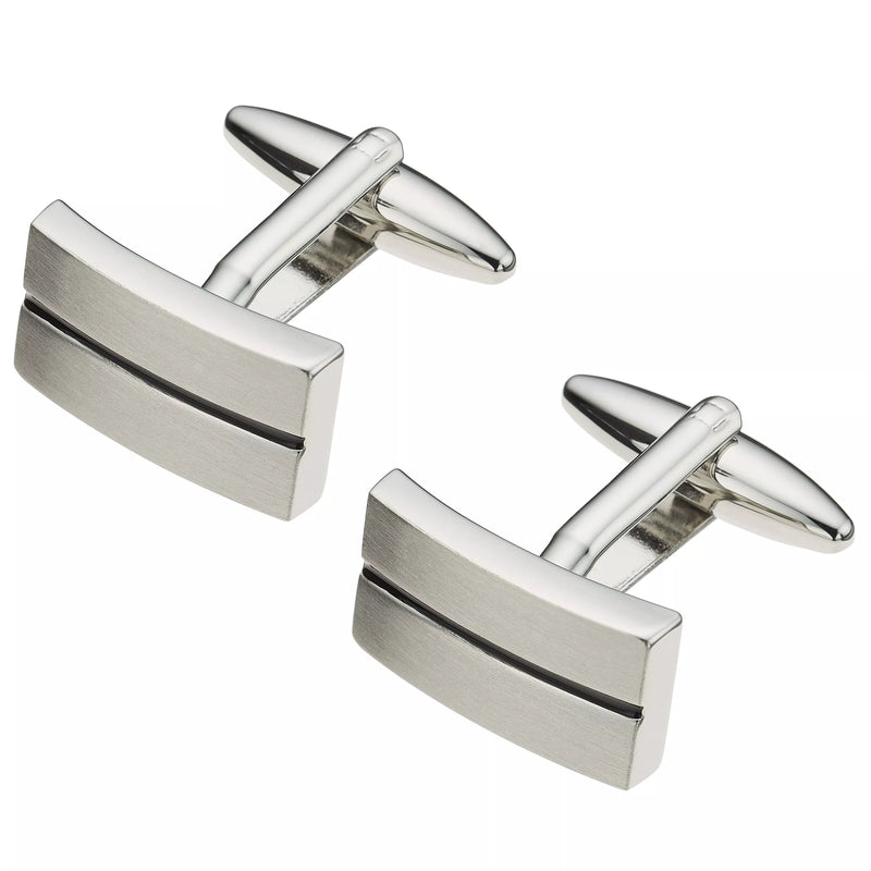 John Lewis striped oblong cufflinks black - British product