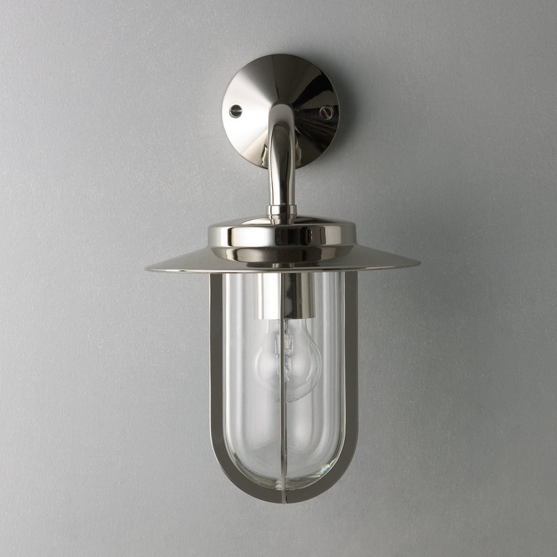 Astro Montparnasse outdoor lantern wall light polished nickel (British brand)
