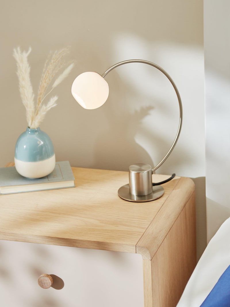 John Lewis Helium Touch chrome table lamp, UK version