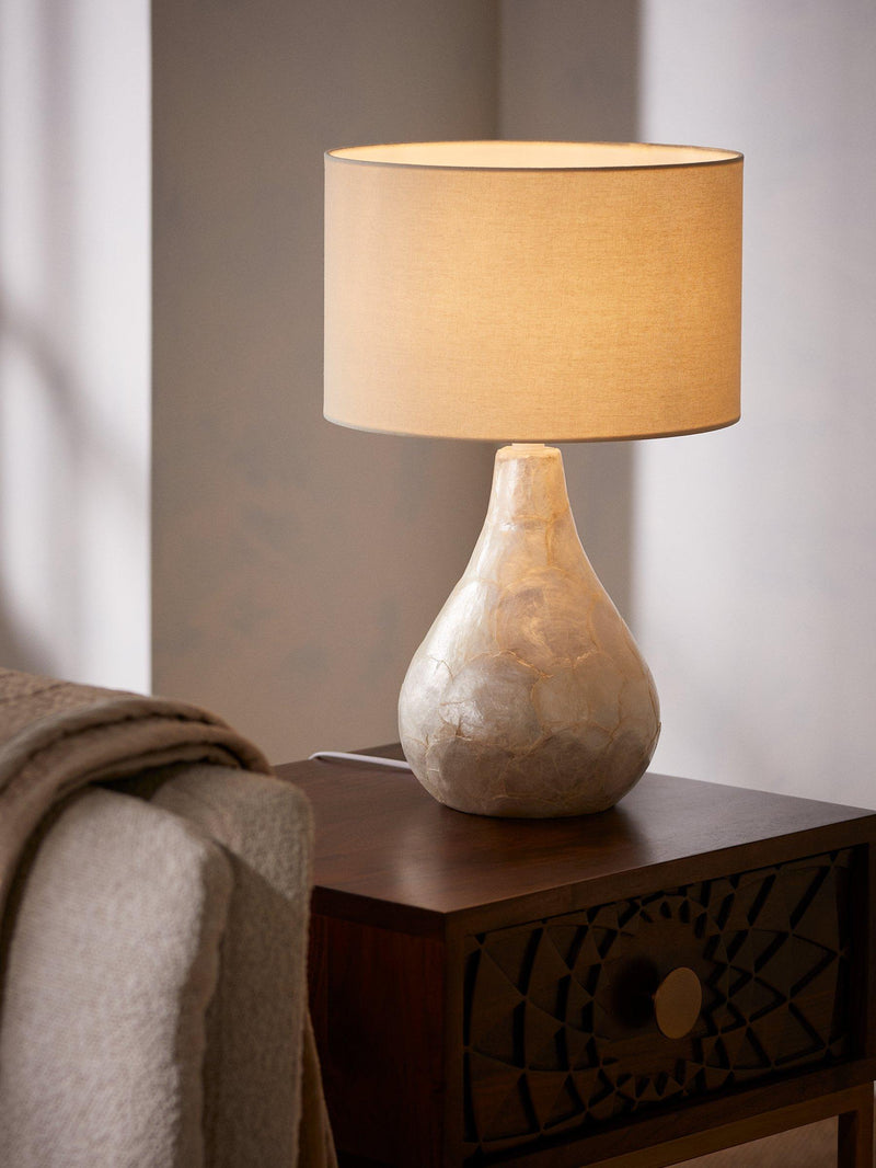 John Lewis Pearl Dual-Lit Capiz Shell table lamp, imported from the UK