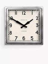 John Lewis Newgate Clocks Quad Square Metal Wall Clock, Silver, 40cm- Buy online at McGrocer
