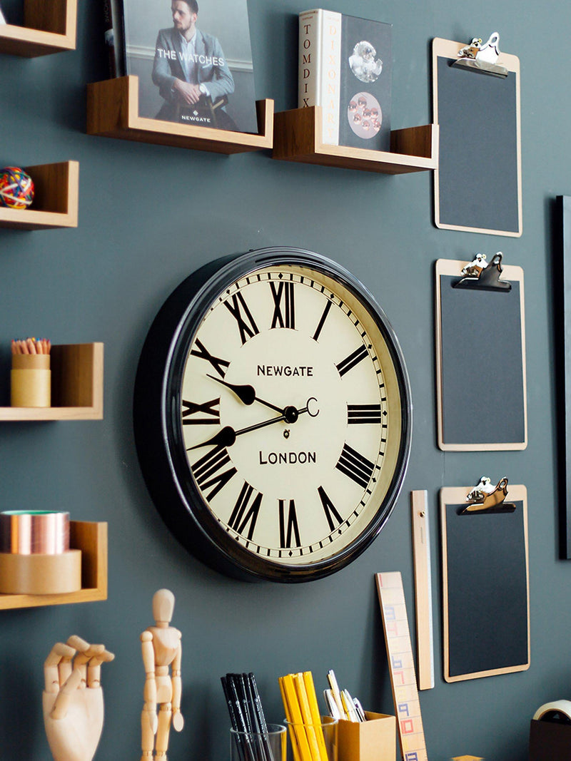 Newgate Clocks Battersby wall clock black Roman numeral 50cm, UK version
