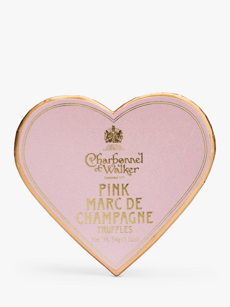 Charbonnel et Walker champagne truffles pink heart box 34g, imported from the UK