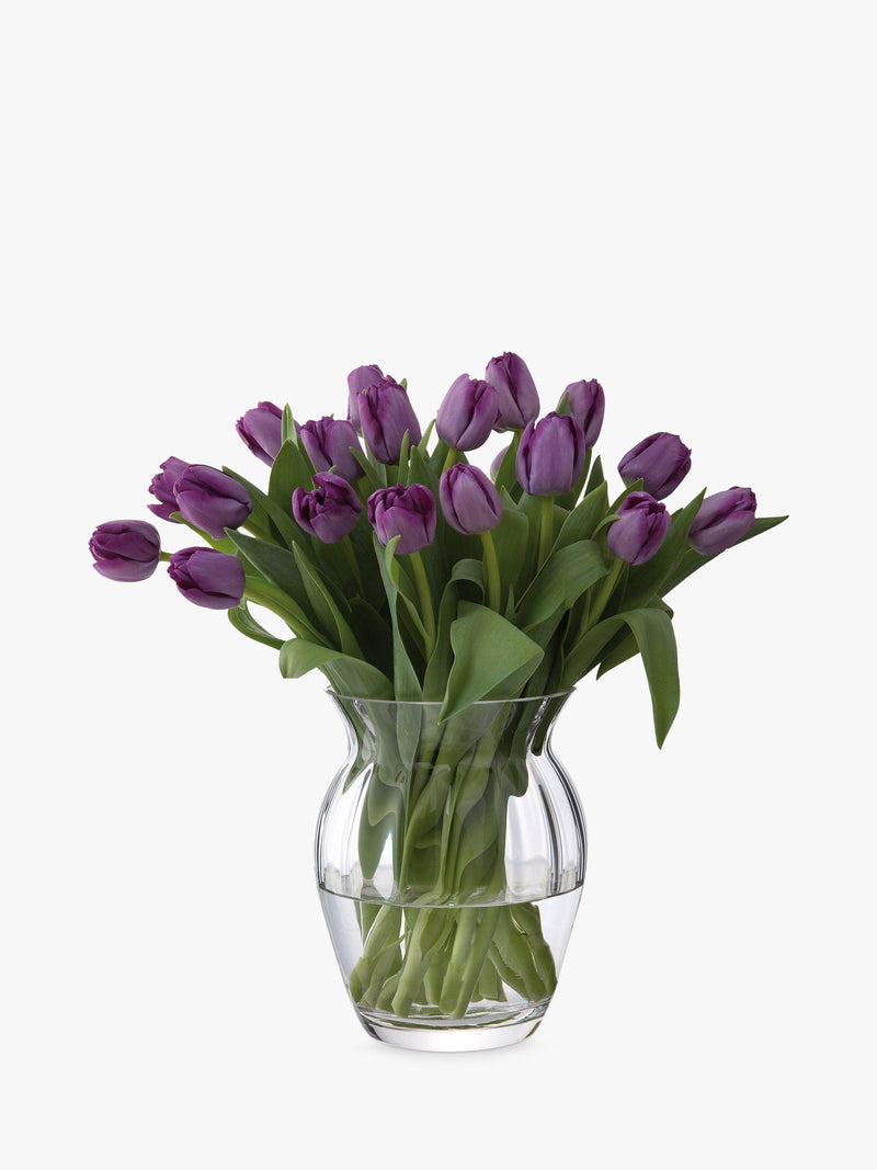 Dartington Crystal Florabundance Tulip Vase, 18.5cm tall, clear crystal - British product