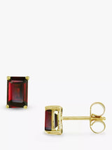 John Lewis E.W Adams 9ct Yellow Gold Garnet Stud Earrings 6mm x 4mm- Buy online at McGrocer