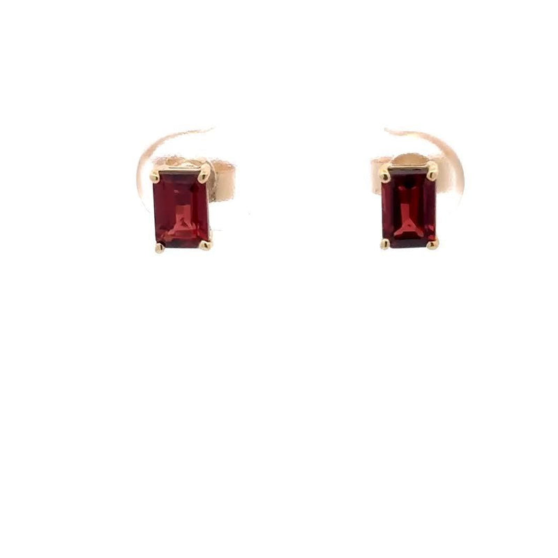 E.W Adams 9ct yellow gold garnet stud earrings, UK version