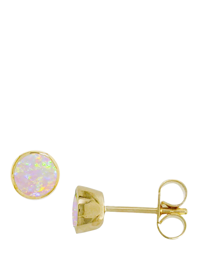 E.W Adams opal stud earrings 9ct yellow gold - British product