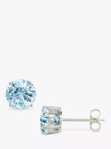 John Lewis E.W Adams 9ct White Gold Brilliant Cut Aquamarine Blue Stud Earrings- Buy online at McGrocer