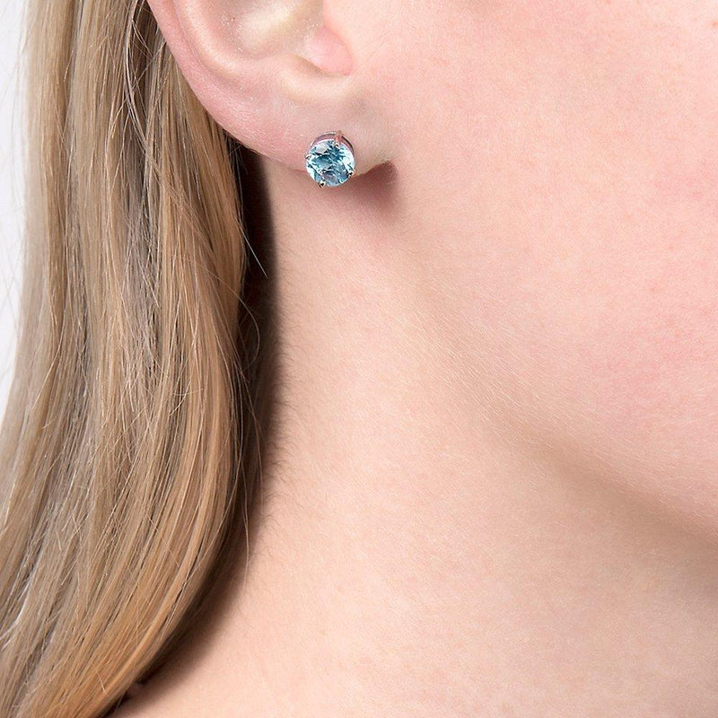 E.W Adams aquamarine stud earrings 7mm (British brand)