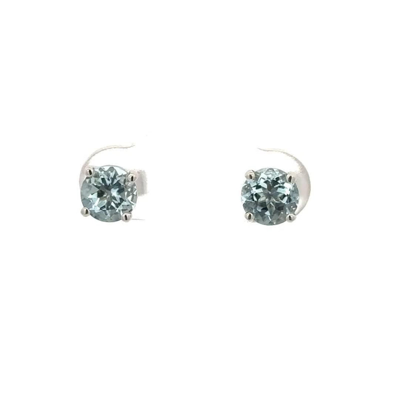 E.W Adams aquamarine stud earrings 7mm (British brand)