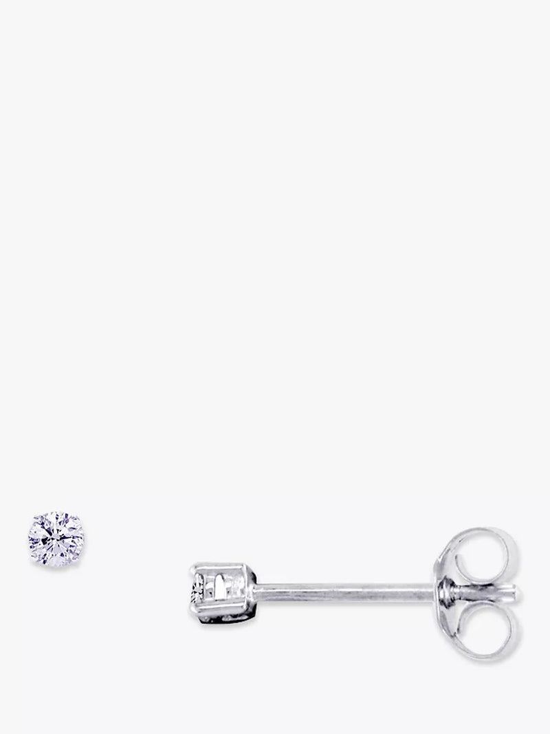 E.W Adams 9ct white gold diamond stud earrings, UK version