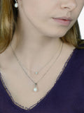 E.W Adams freshwater pearl and diamond pendant necklace 9ct white gold, imported from the UK