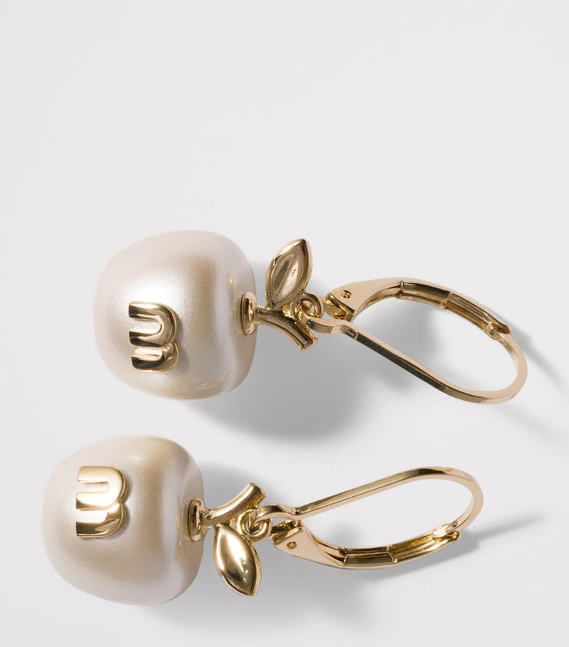 Miu Miu faux pearl apple drop earrings - British product