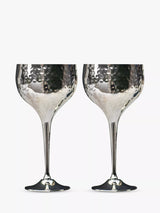 John Lewis Culinary Concepts Hammered Wine Goblets, Silver, Box of 2- Buy online at McGrocer
