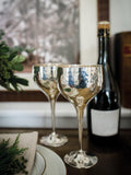 Culinary Concepts hammered wine goblets silver pair, imported from the UK