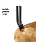 OXO swivel peeler with non-slip grip and potato eyer, imported from the UK