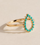 Jennifer Meyer mini yellow gold turquoise teardrop ring (British brand)
