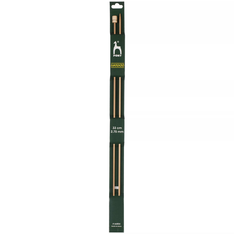 Pony bamboo knitting needles pack of 2 33cm 4mm, UK version