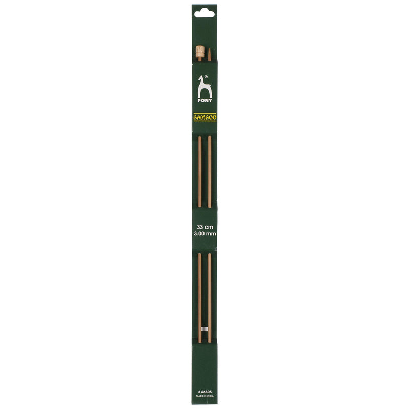Pony bamboo knitting needles pack of 2 33cm 4mm, UK version