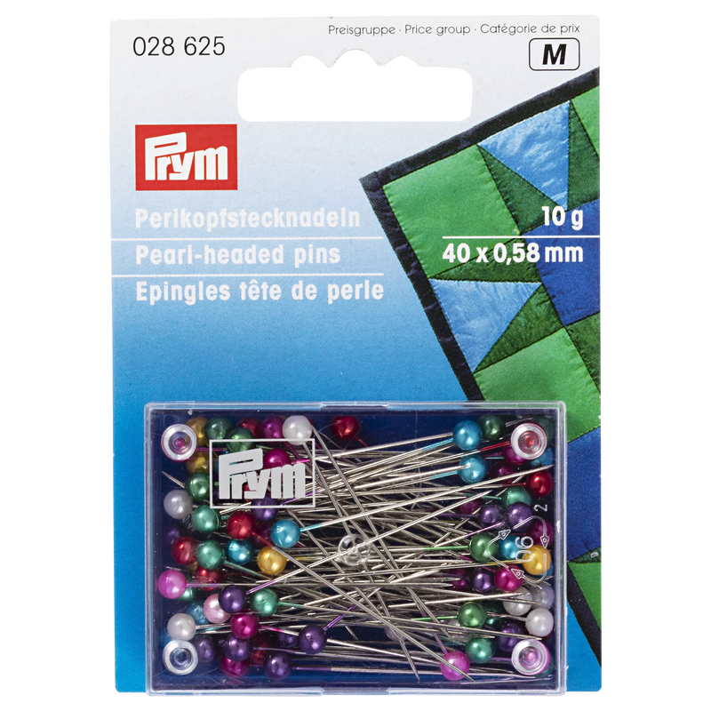Prym pearl head pins 38mm assorted - imported from the UK