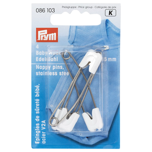 Prym Stainless Steel Nappy Pins 55mm Pack of 4