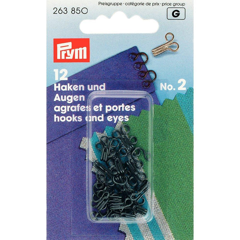 Prym brass hooks and eyes black - British product