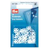 Prym square plastic snap fasteners 9mm white, pack of 15 (British brand)